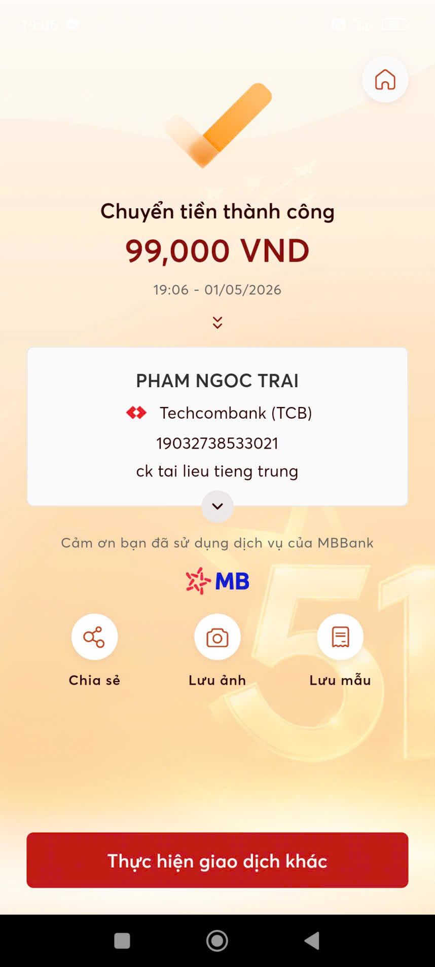 Giao dịch thành công